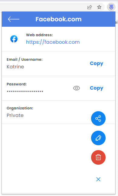 Select the passwords you want to share