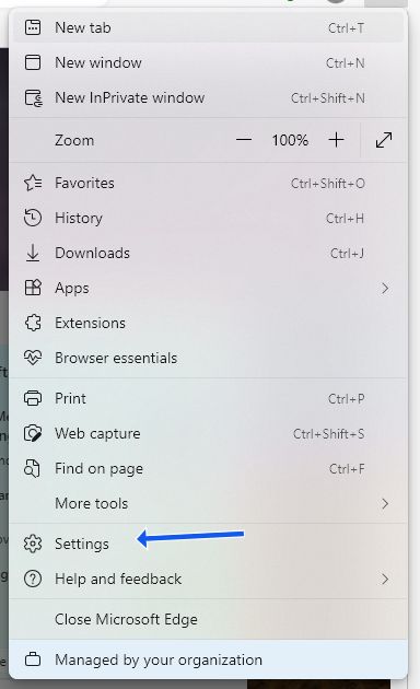 Microsoft edge browser settings